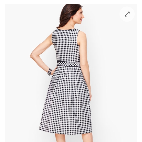 NWT Talbots Gingham Black And‎ White Fit And Flare Pockets Preppy - Picture 2 of 11